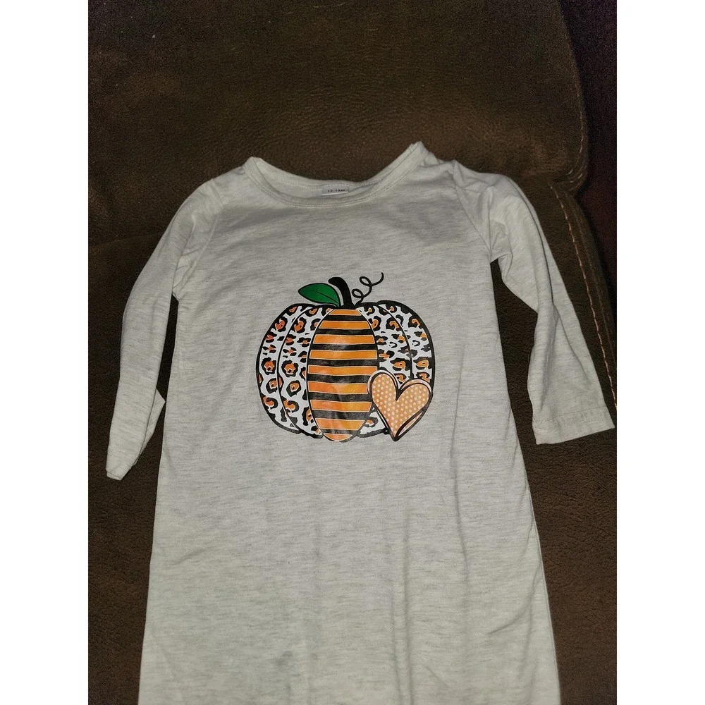 Boutique fall Halloween pumpkin romper one piece outfit size 12 18 months